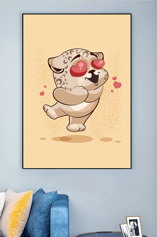 可爱动物插画装饰画