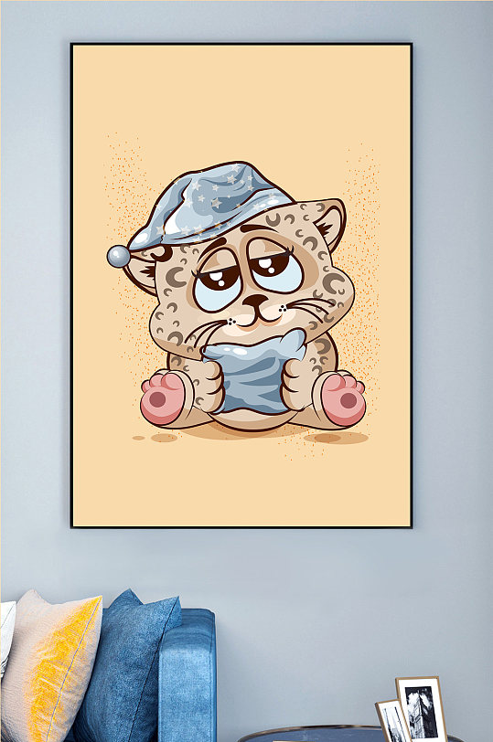 可爱动物插画装饰画