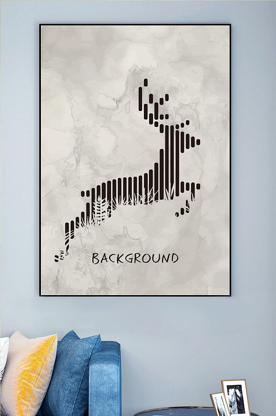 简欧小鹿插画装饰画