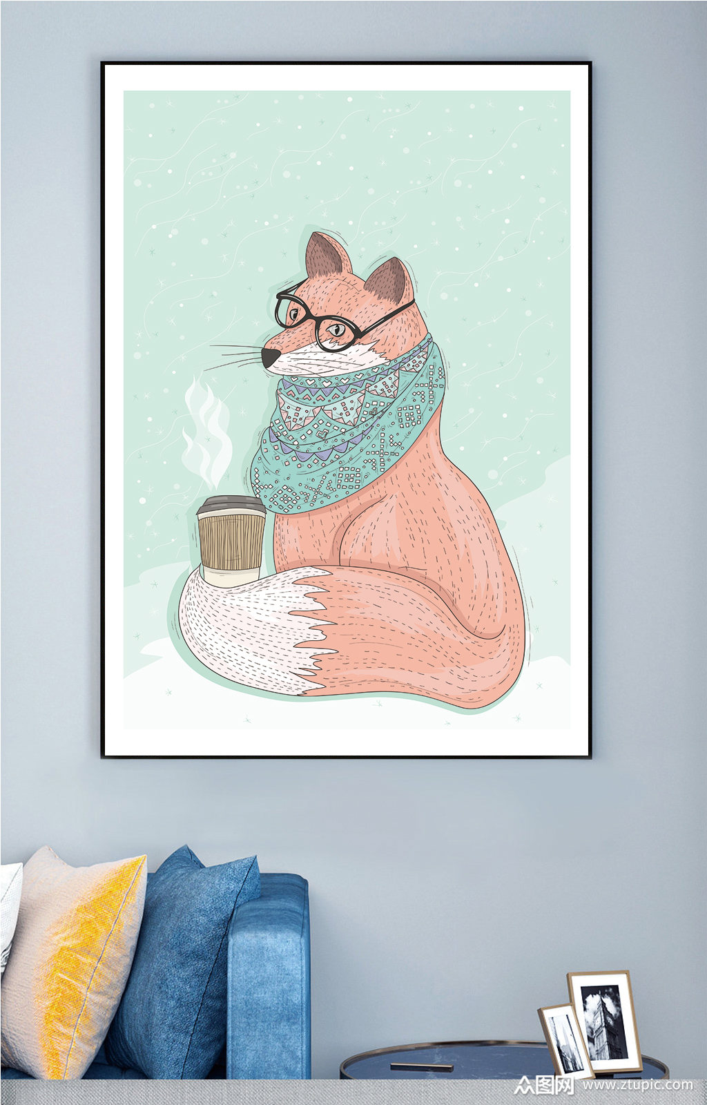 小清新狐狸装饰画