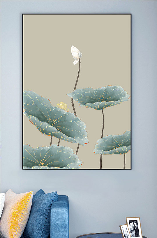 古典荷花工笔装饰画-众图网