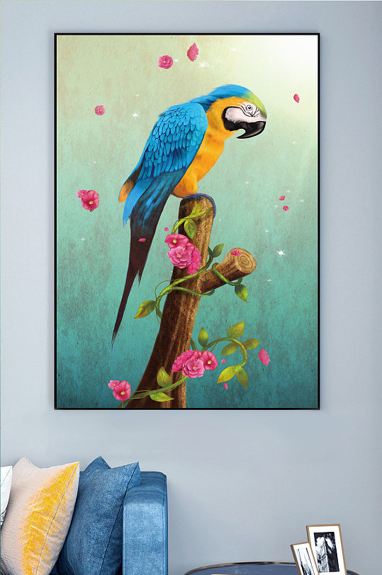 彩色鹦鹉涂鸦装饰画
