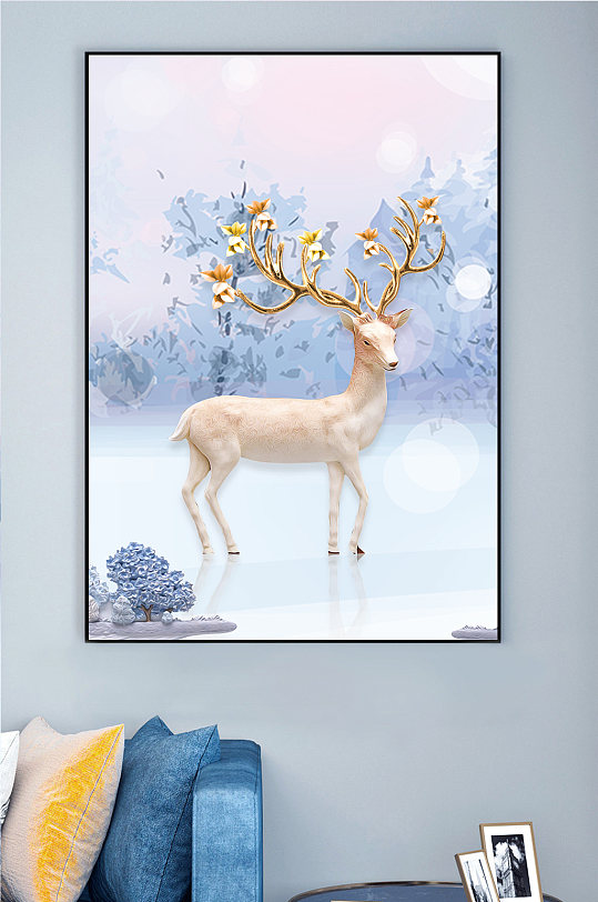 简欧梦幻麋鹿装饰画