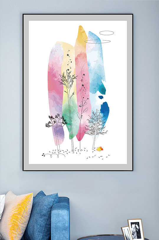 彩色唯美水彩装饰画-众图网