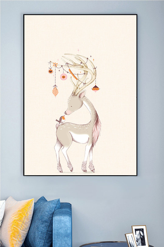 简欧唯美小鹿装饰画