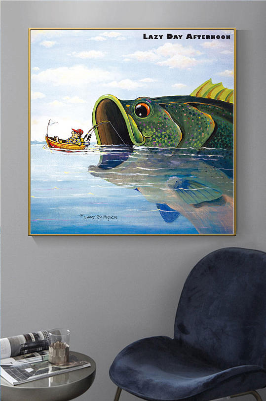 大鱼酒店油画艺术装饰画