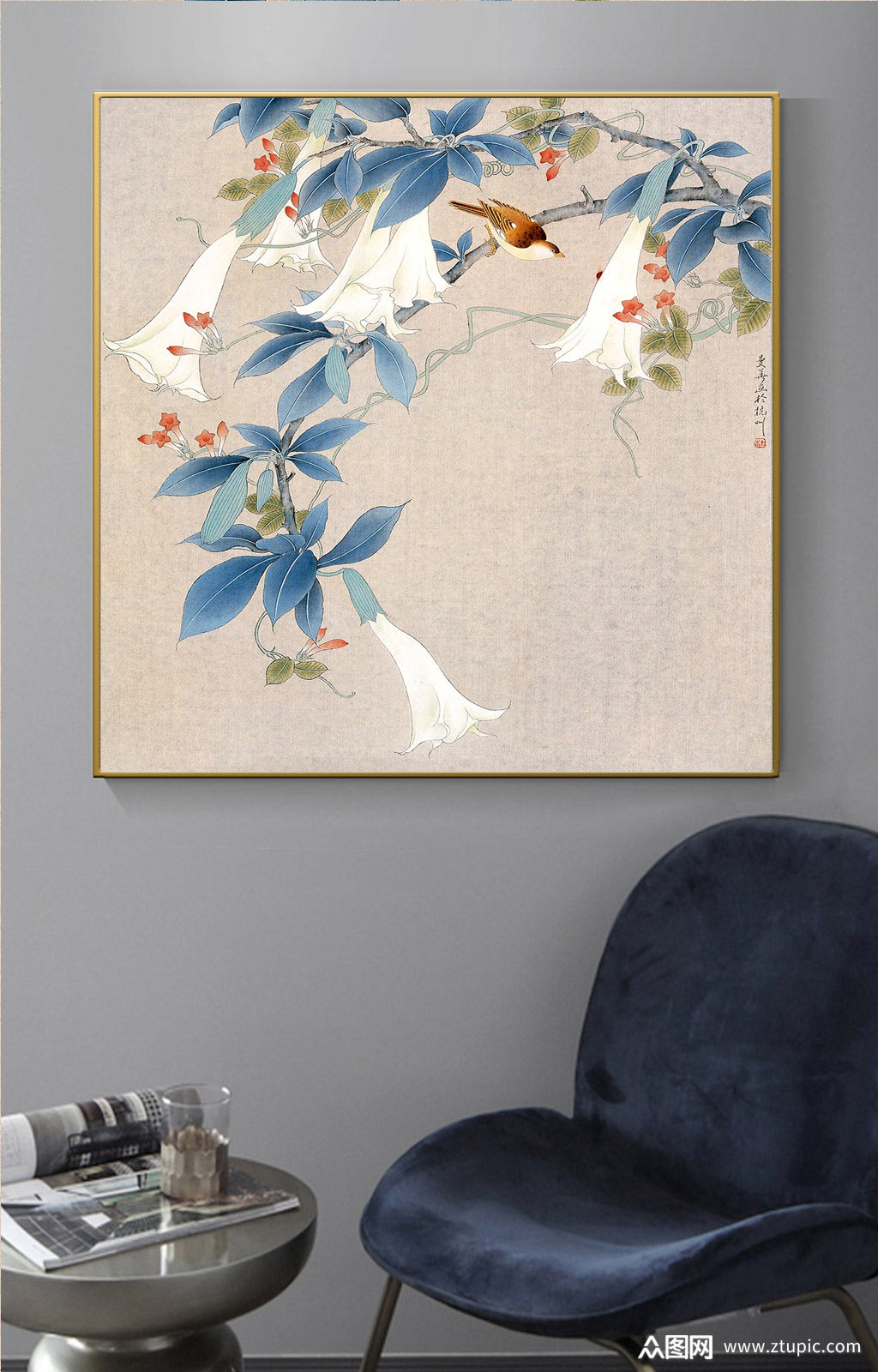 中国风水墨新中式装饰画素材