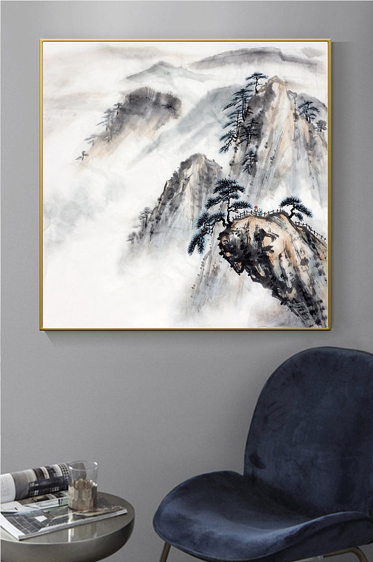 中国风水墨新中式装饰画-众图网