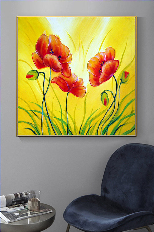 梦幻华丽虞美人装饰画-众图网