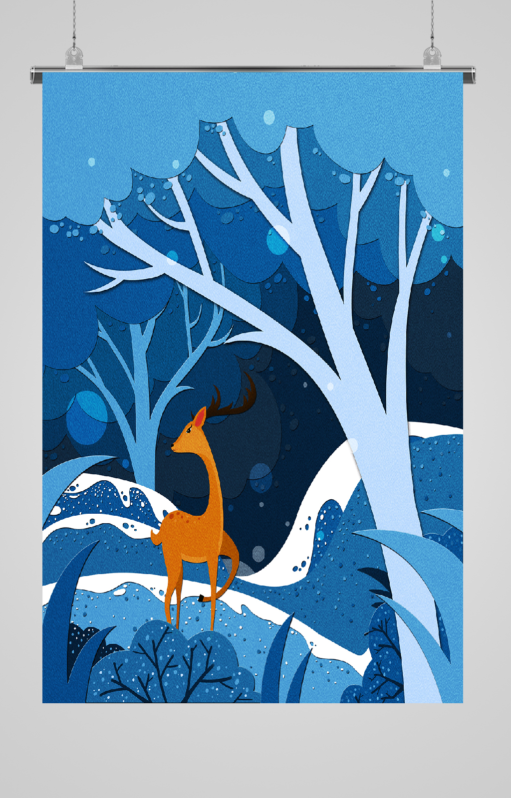 唯美麋鹿插图装饰画-插画素材下载-众图网