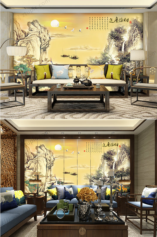 财源广进高端山水画-众图网