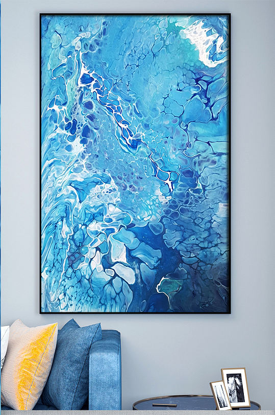 蓝色冰块纹理装饰画