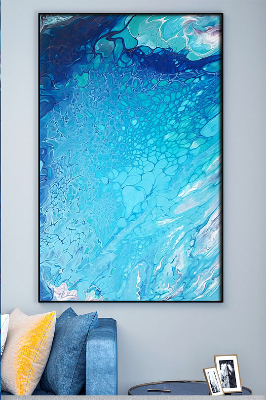 蓝色水波层次感装饰画