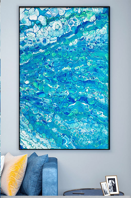 蓝色水波高端你装饰画