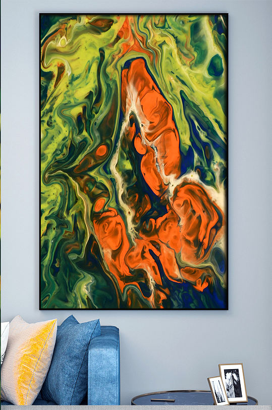 红黄水波纹高端装饰画