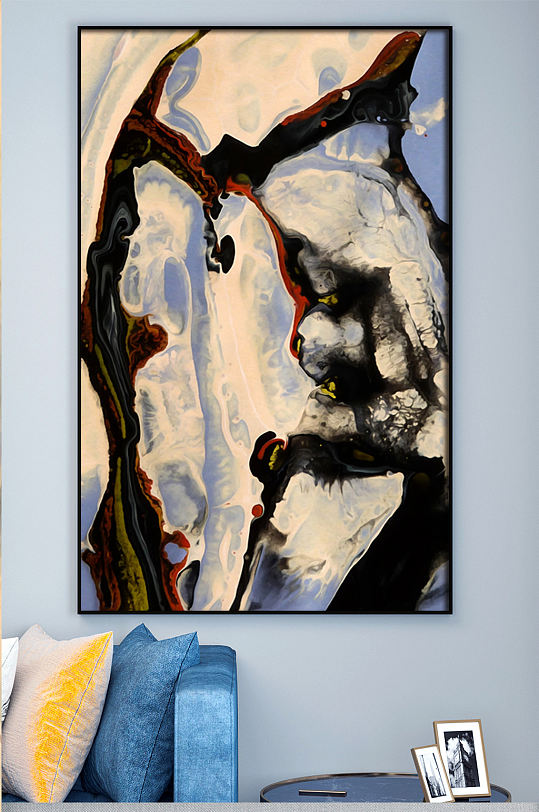 黑白红流动膏体装饰画