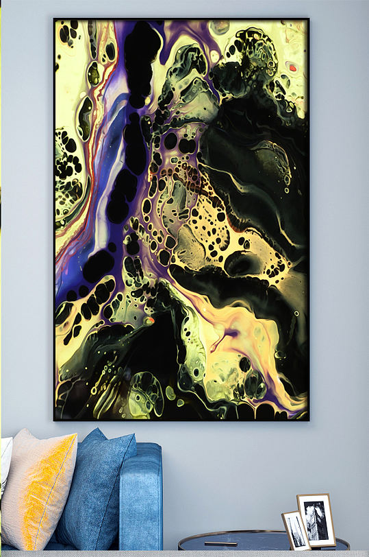 黄色流动液体纹理装饰画