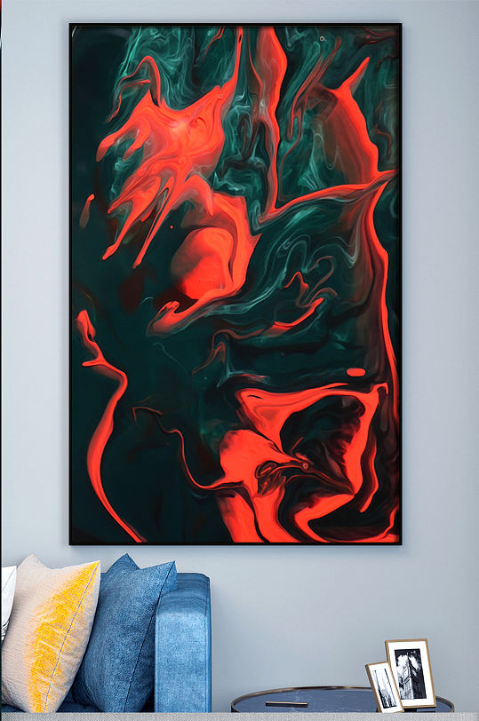 大理石高端色彩装饰画红绿