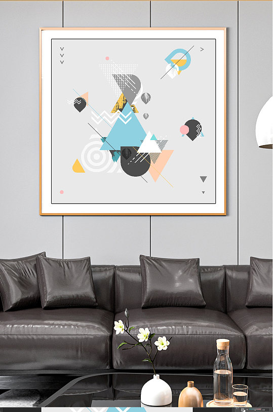 现代几何纹理装饰画花瓶-众图网