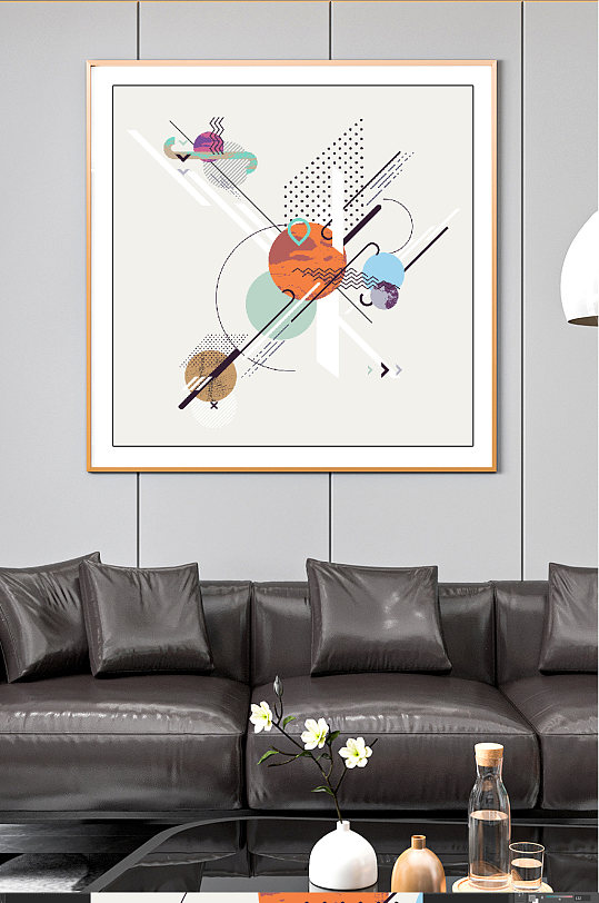 现代几何纹理装饰画星球-众图网