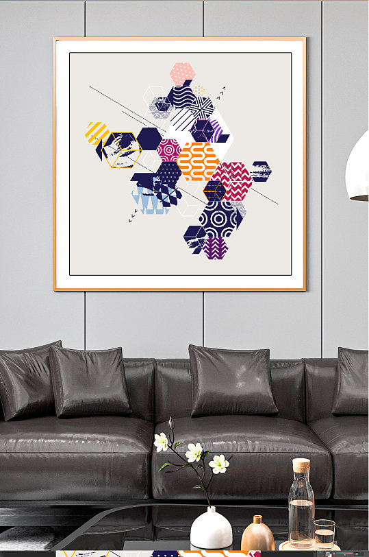 现代几何纹理装饰画彩色-众图网