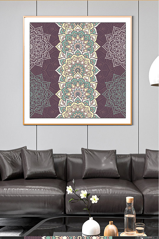 圆形花纹高端装饰画柱体