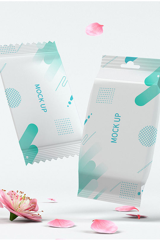 湿纸巾包装样机粉花