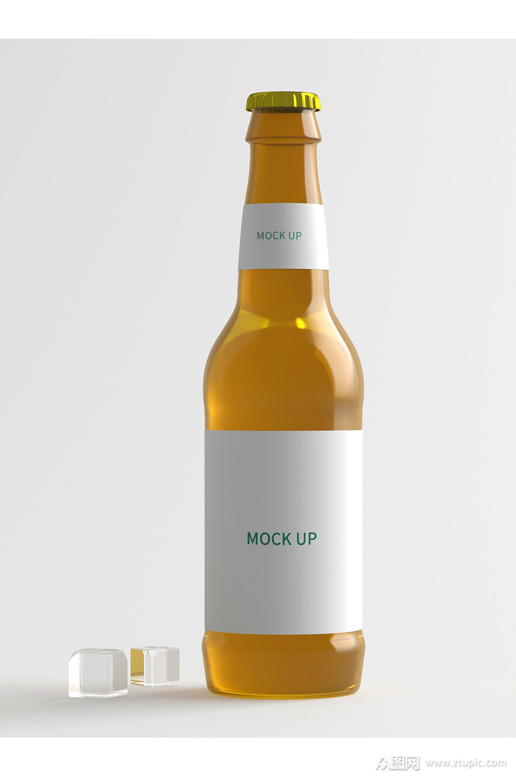 啤酒瓶样机橙色液体 啤酒瓶贴样机素材