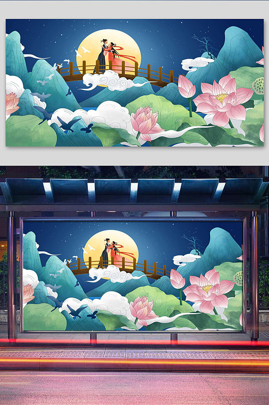 荷塘背景 高清荷塘背景素材模板 众图网