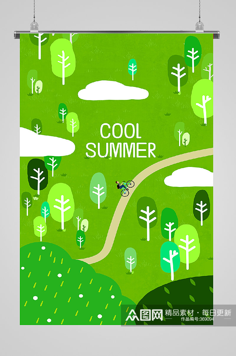 夏季热带元素竖版海报绿色素材