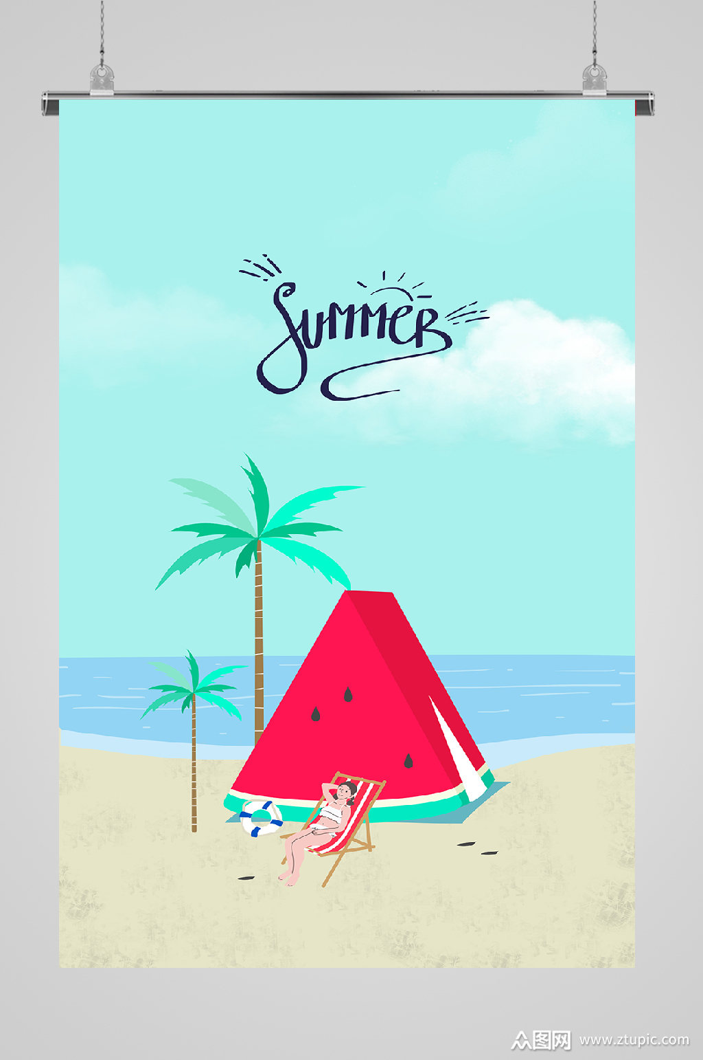 夏季热带竖版海报夏威夷模板下载-编号369088-众图网