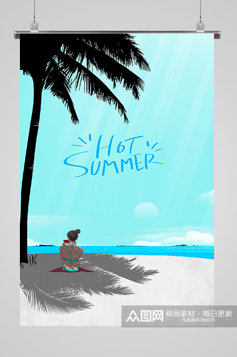 夏季热带元素竖版海报阴影素材