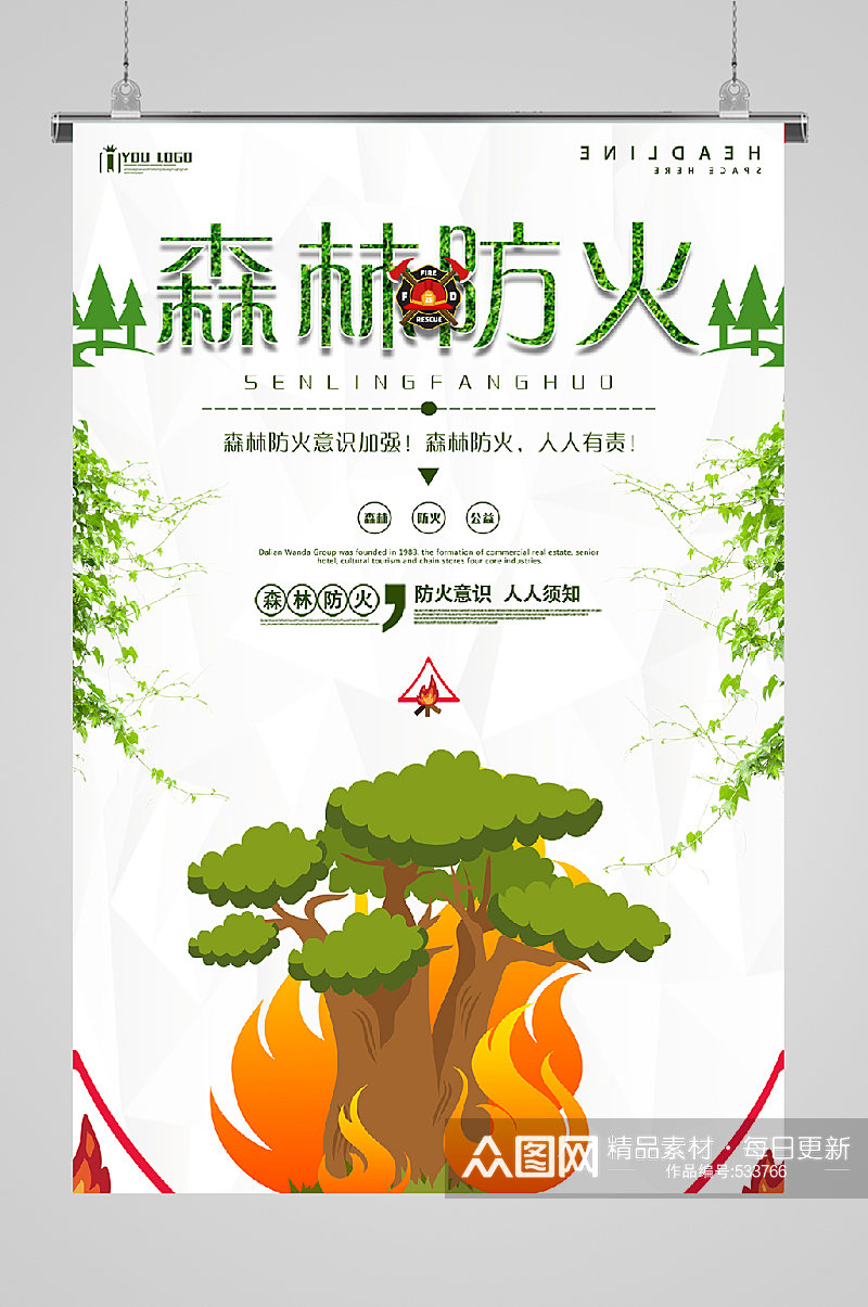 消防安全宣传海报森林火灾素材