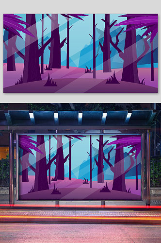 风景画矢量个性紫色senl