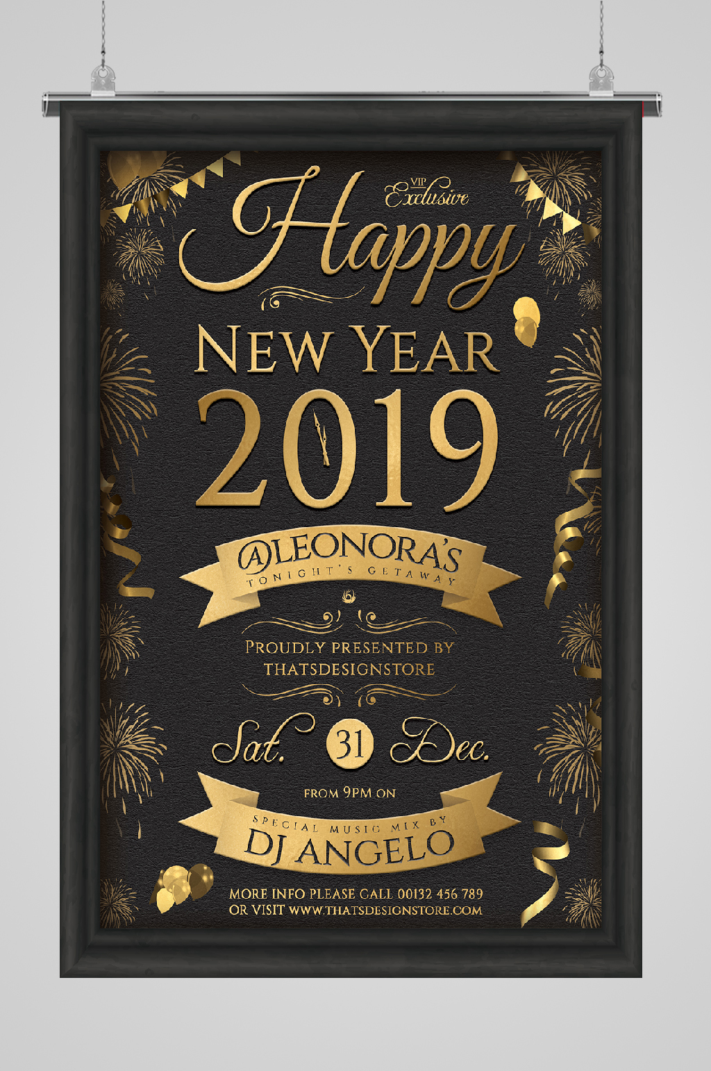 高端豪华新年宣传鎏金海报