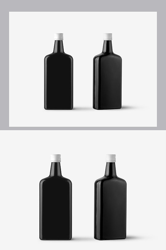 黑色酒瓶双拼样机