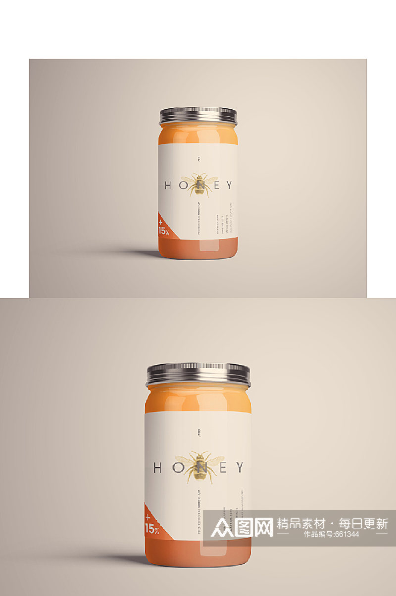 高档蜂蜜玻璃罐头黄蜂罐头罐子样机素材