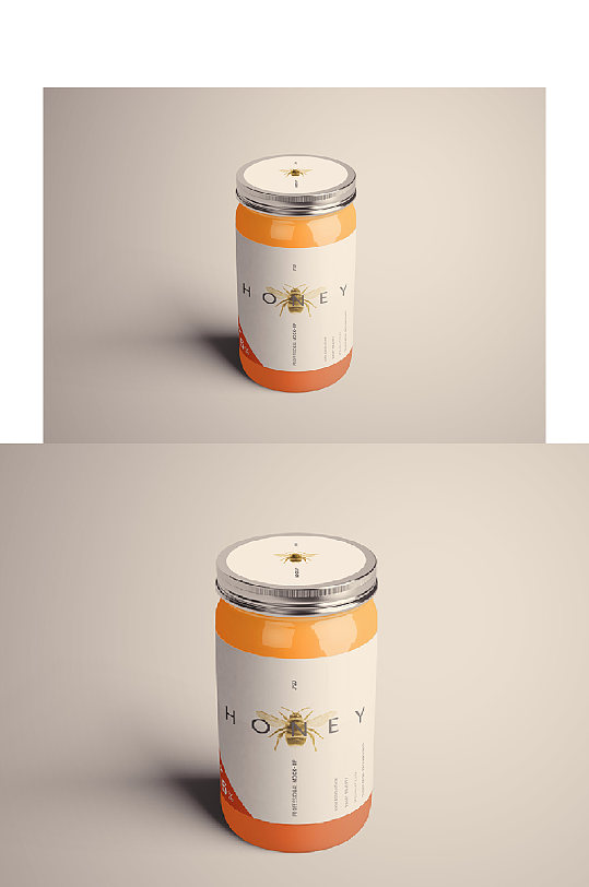高档蜂蜜玻璃罐头俯视图包装罐子样机设计图