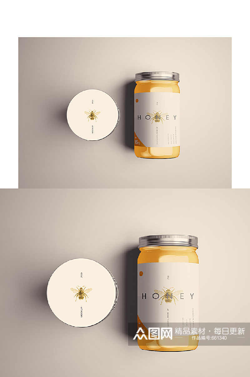 高档蜂蜜玻璃罐头包装设计模板素材