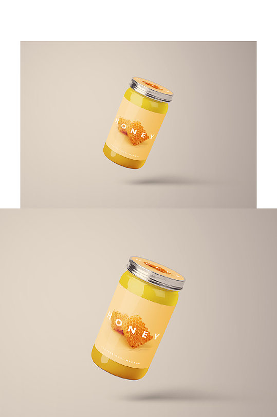 高档蜂蜜玻璃罐头漂浮的罐头包装罐子样机