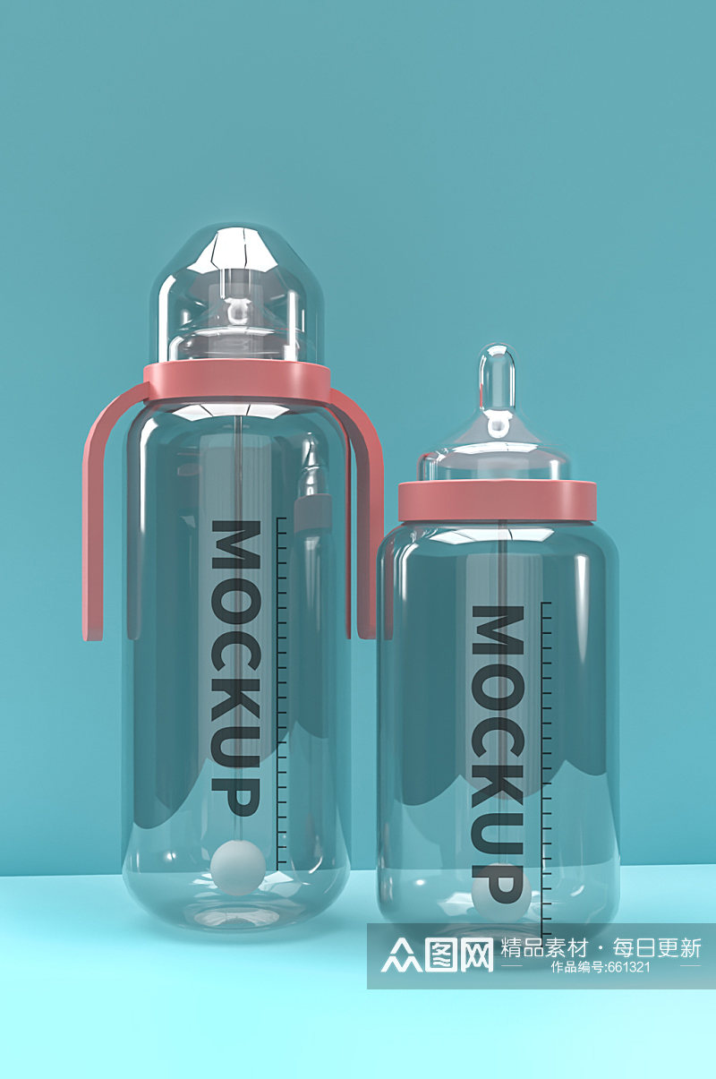 奶瓶个性样机宣传透明玻璃奶瓶素材