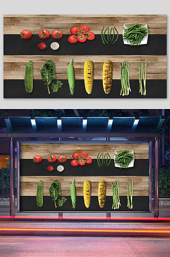 食材摆放装饰海报各类蔬菜展示