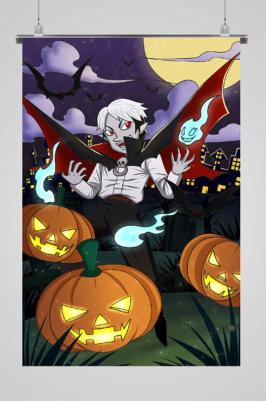 万圣节宣传插画恶魔
