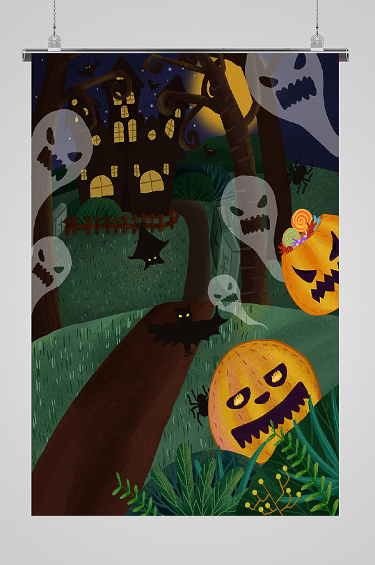 万圣节宣传插画凶狠