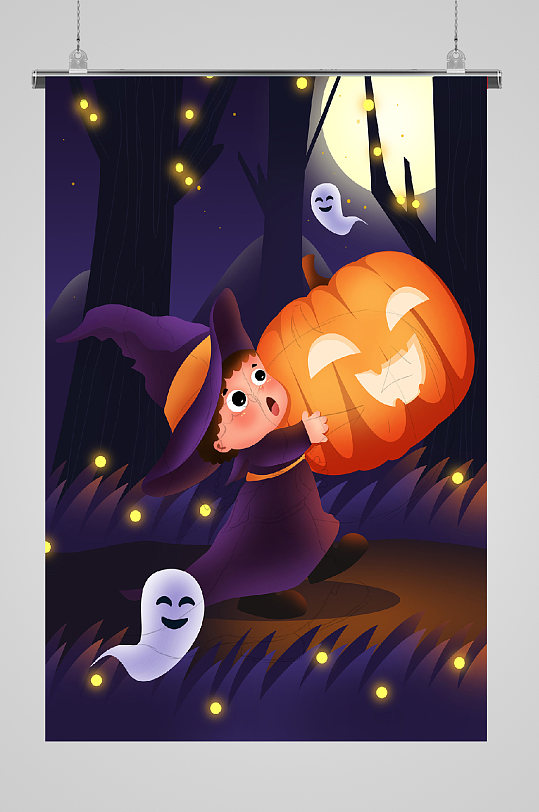 万圣节宣传插画萤火虫