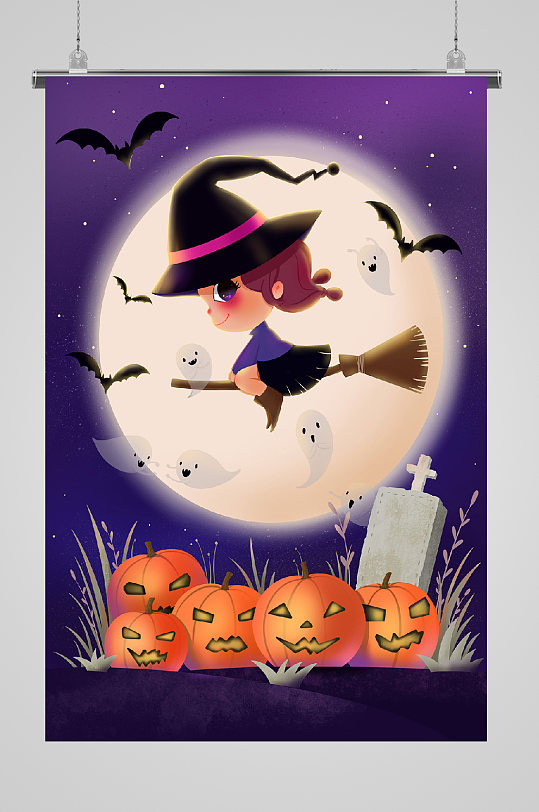 万圣节宣传插画墓碑