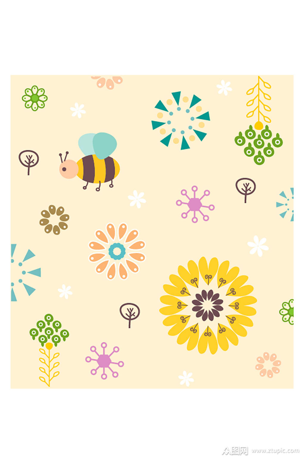 个性可爱黄色小蜜蜂装饰图案模板下载-编号754863-众图网