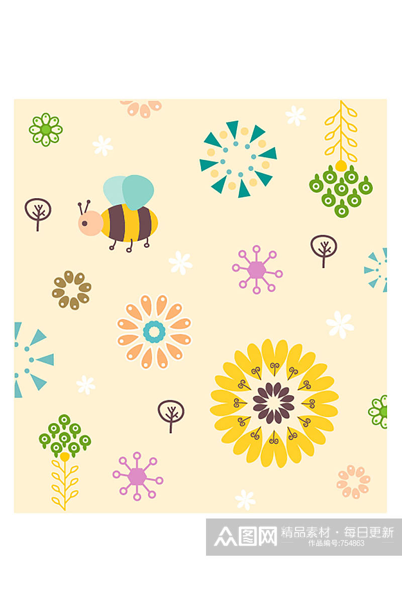 个性可爱黄色小蜜蜂装饰图案素材