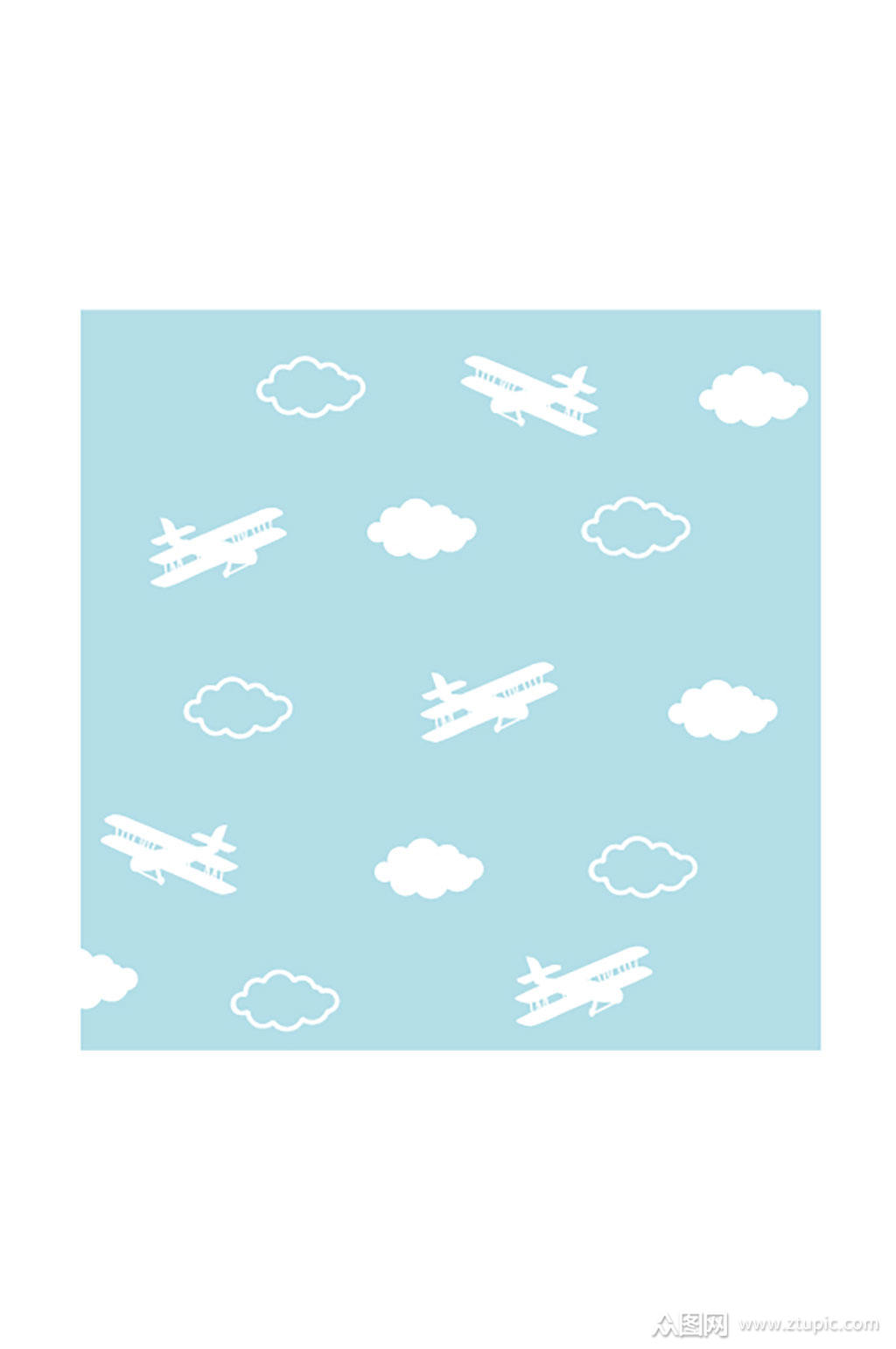 个性可爱装饰图案飞机云朵花纹