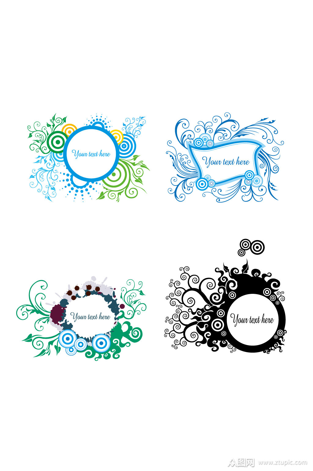 矢量装饰纹理圆形边框图案模板下载-编号858437-众图网